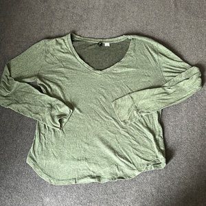 Forest Green Stretchy Long Sleeve V-Neck Tee
